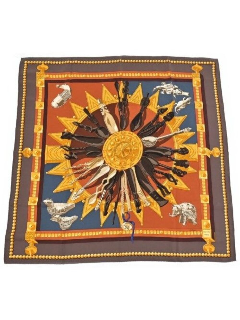 Hermes Bandana Scarf Brown